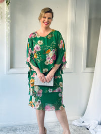 Bronx Emerald Floral Silk Dress