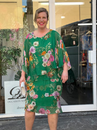 Bronx Emerald Floral Silk Dress