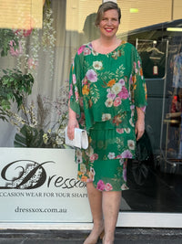 Bronx Emerald Floral Silk Dress