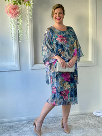 Bronx Navy Floral Silk Dress