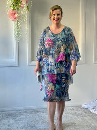 Bronx Navy Floral Silk Dress