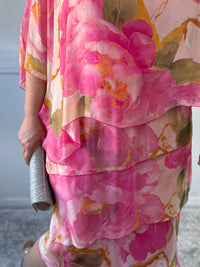 Bronx Pink Floral Silk Dress