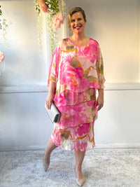 Bronx Pink Floral Silk Dress