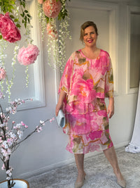 Bronx Pink Floral Silk Dress