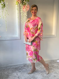 Bronx Pink Floral Silk Dress