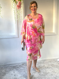 Bronx Pink Floral Silk Dress