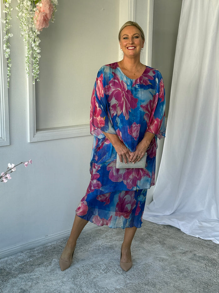 Bronx Blue Blossom Silk Dress