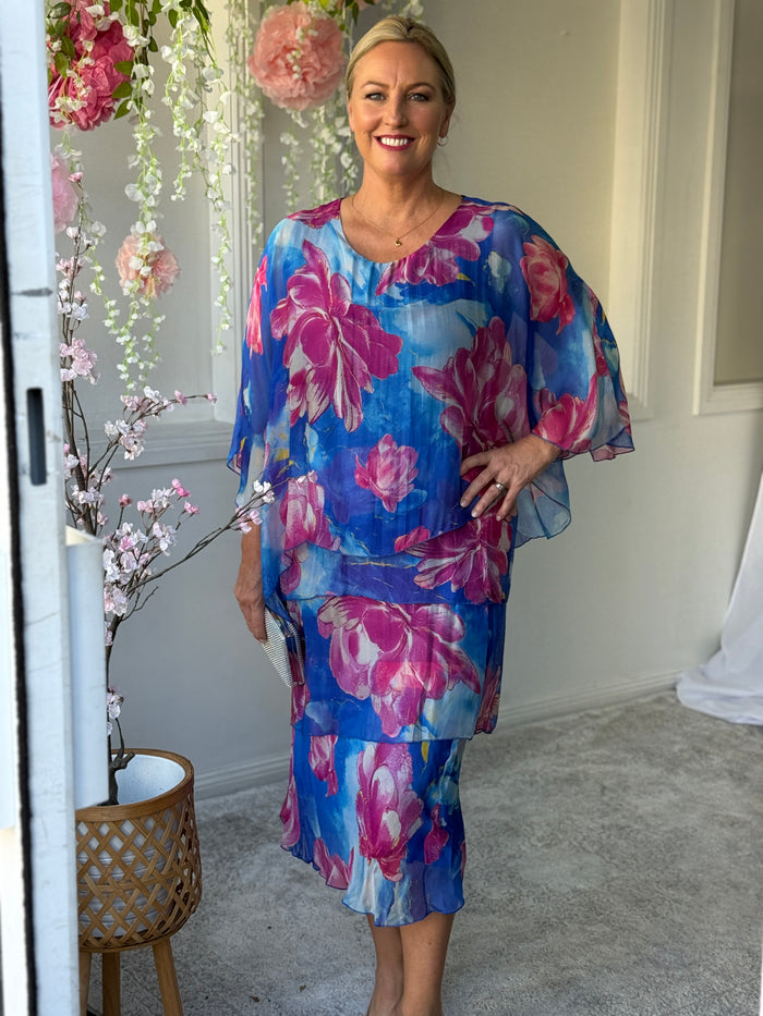 Bronx Blue Blossom Silk Dress