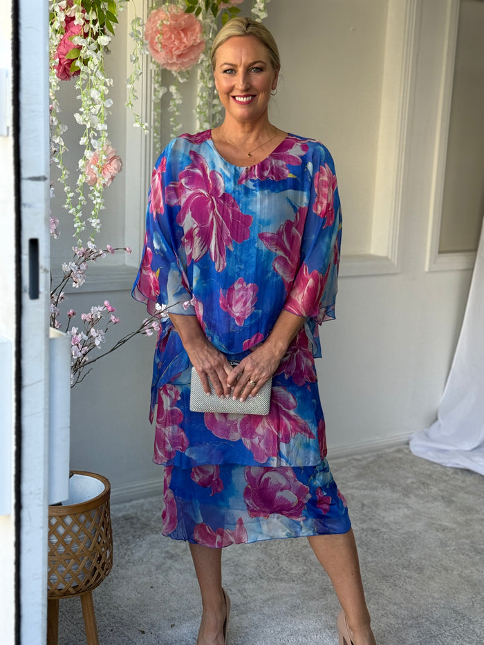 Bronx Blue Blossom Silk Dress
