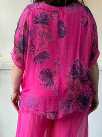 Brooklyn Fuchsia Floral Silk Top