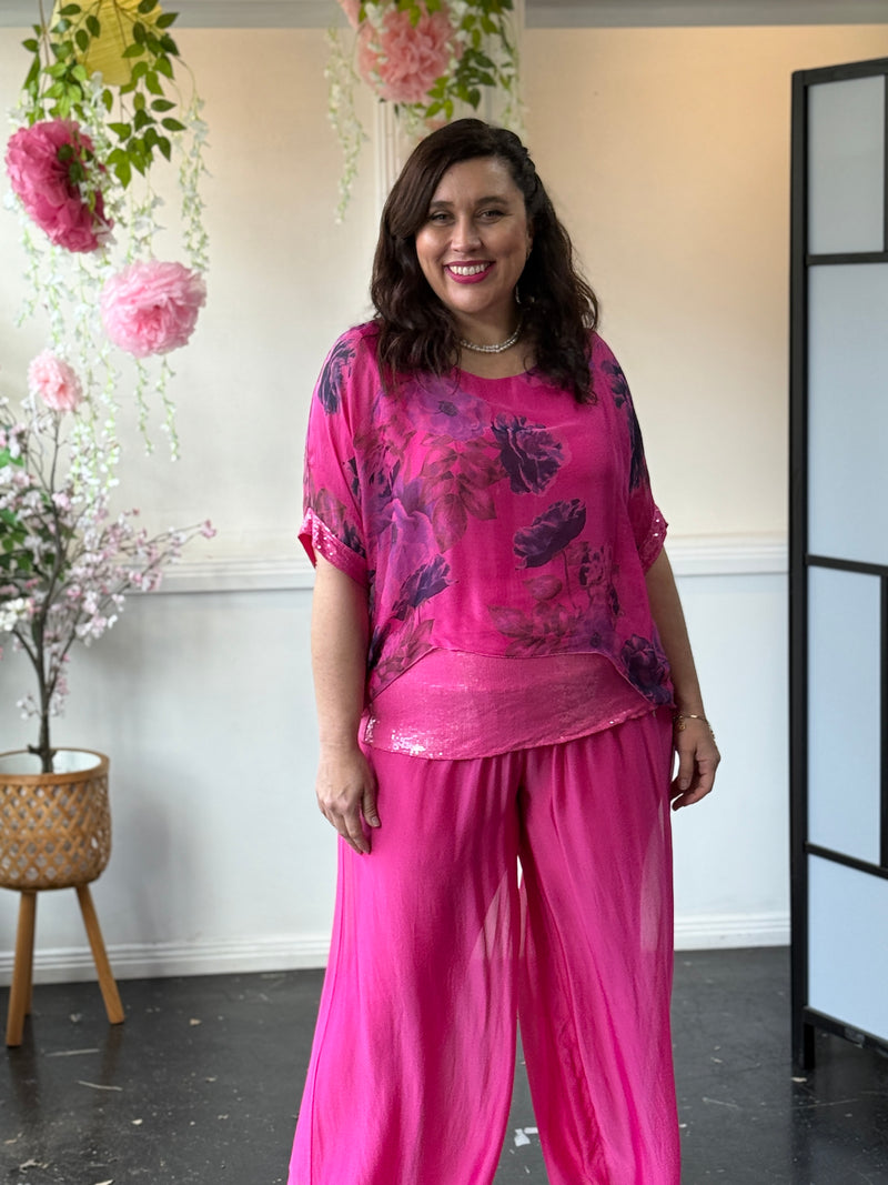 Brooklyn Fuchsia Floral Silk Top
