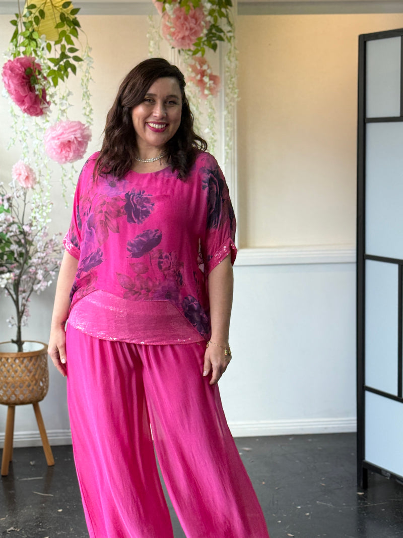 Brooklyn Fuchsia Floral Silk Top