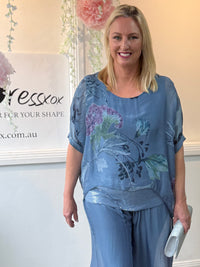 Brooklyn Dusty Blue Silk Top