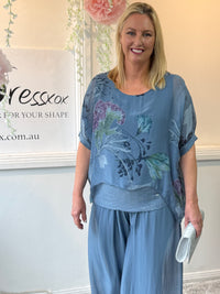 Brooklyn Dusty Blue Silk Top