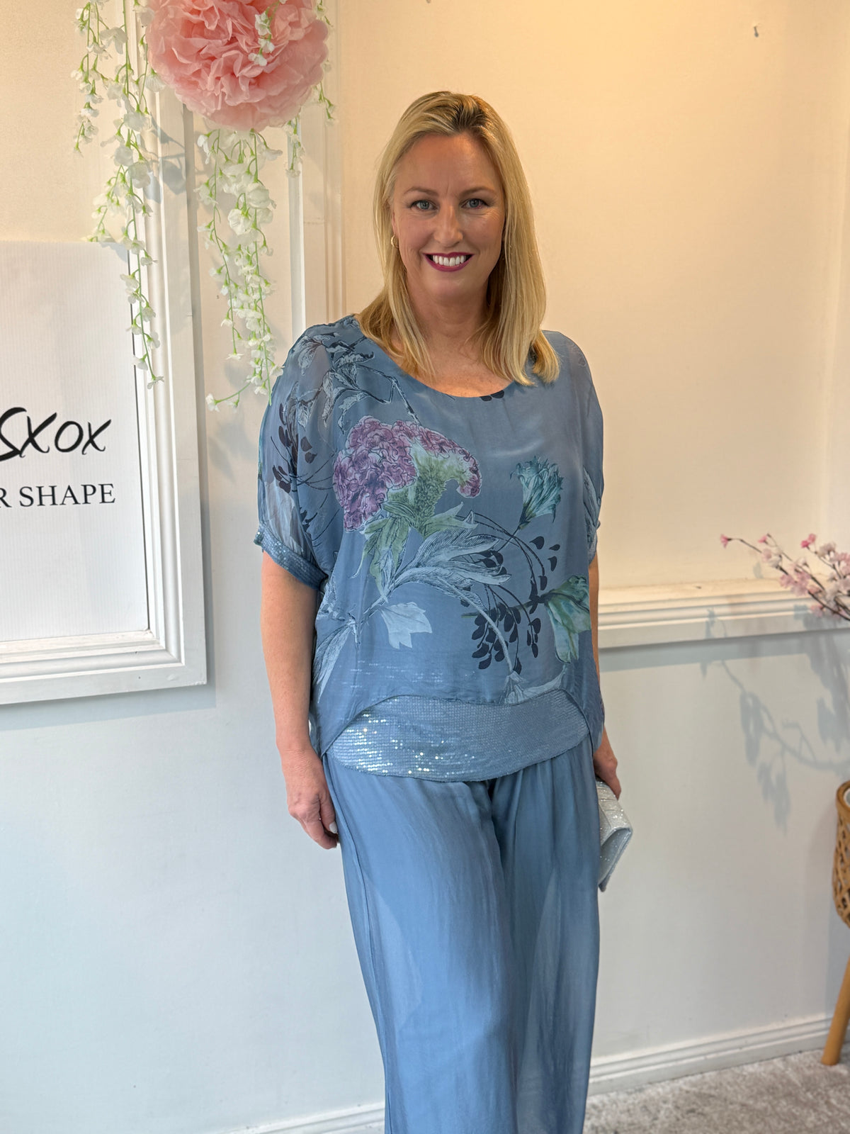 Brooklyn Dusty Blue Silk Top