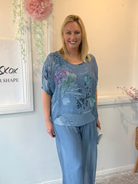 Brooklyn Dusty Blue Silk Top