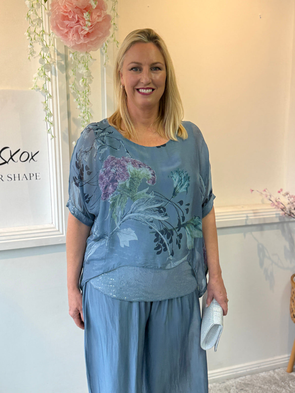 Brooklyn Dusty Blue Silk Top