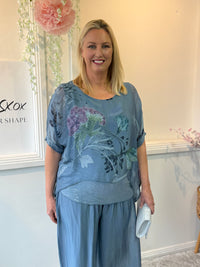 Brooklyn Dusty Blue Silk Top