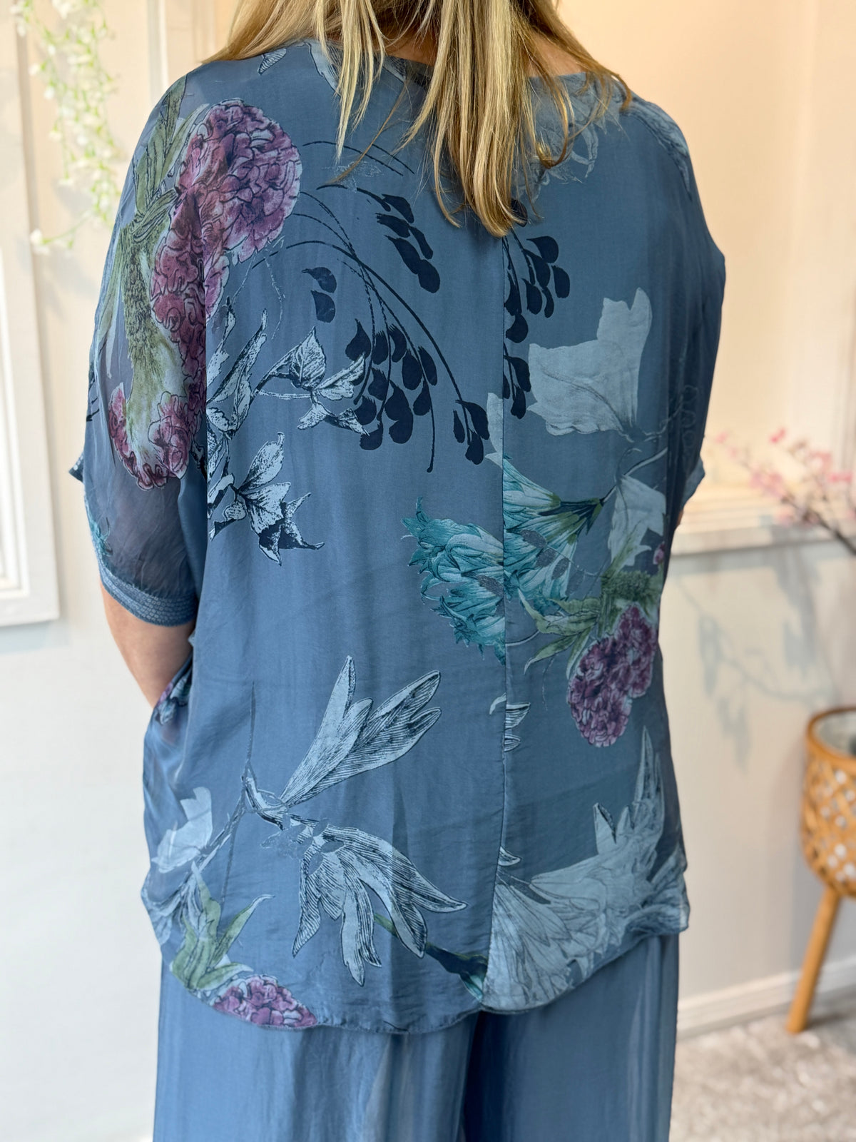 Brooklyn Dusty Blue Silk Top