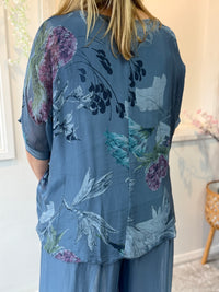 Brooklyn Dusty Blue Silk Top