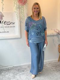 Brooklyn Dusty Blue Silk Top