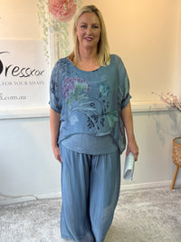 Brooklyn Dusty Blue Silk Top