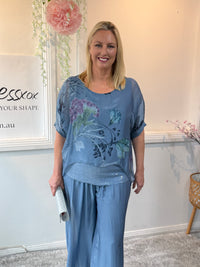 Brooklyn Dusty Blue Silk Top