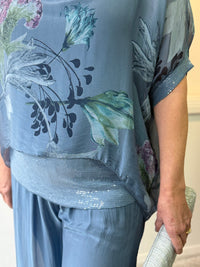 Brooklyn Dusty Blue Silk Top