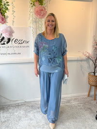 Brooklyn Dusty Blue Silk Top
