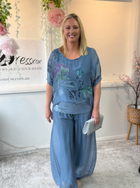 Brooklyn Dusty Blue Silk Top