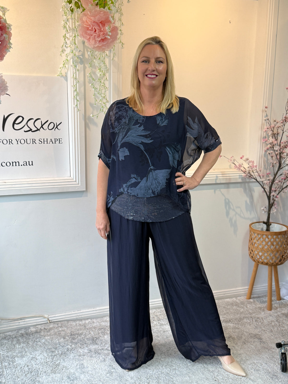 Brooklyn Navy Floral Silk Top