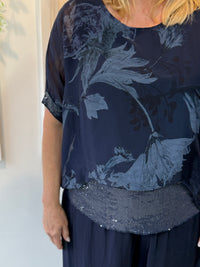 Brooklyn Navy Floral Silk Top
