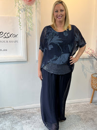 Brooklyn Navy Floral Silk Top