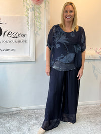 Brooklyn Navy Floral Silk Top