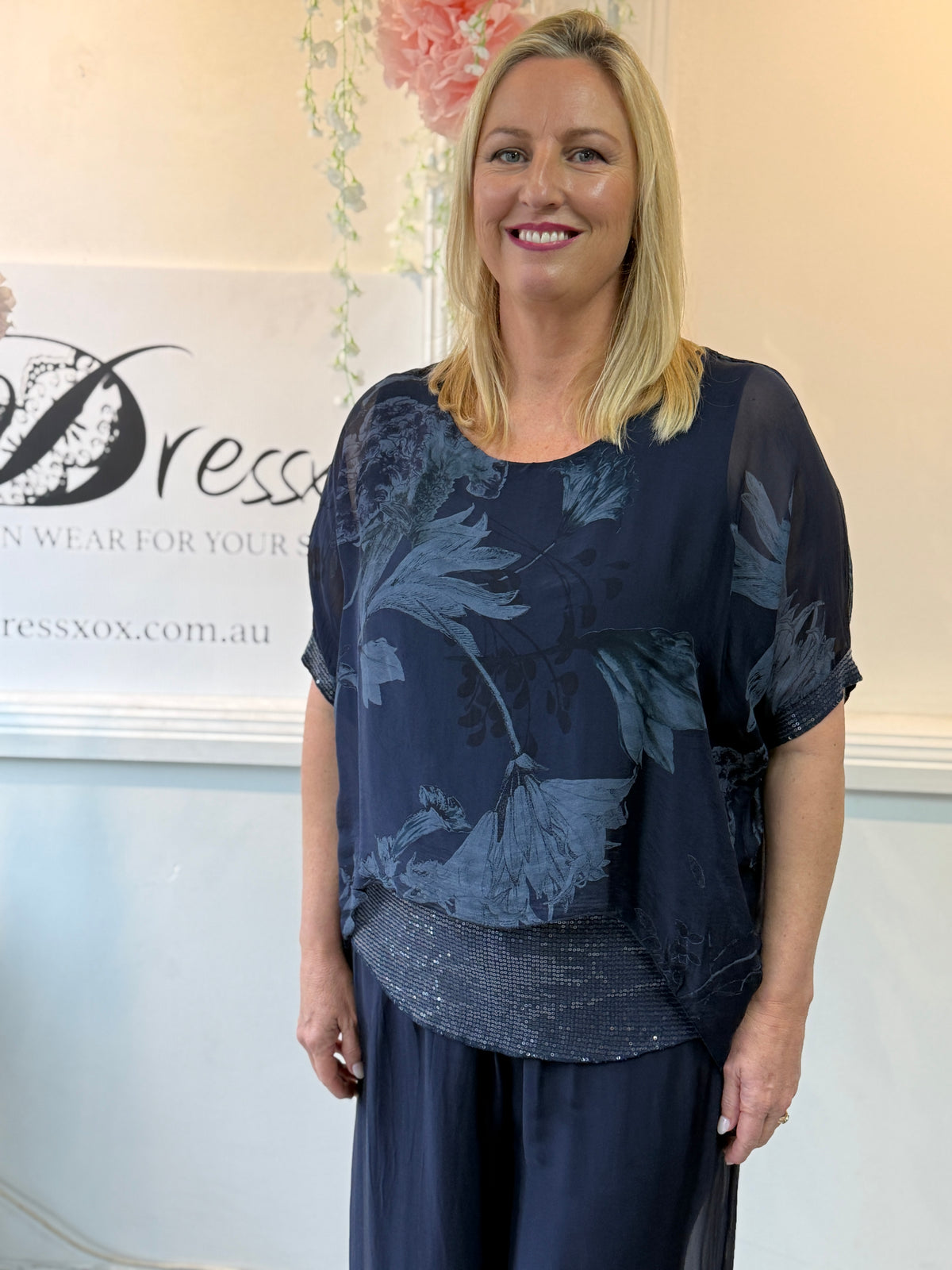 Brooklyn Navy Floral Silk Top