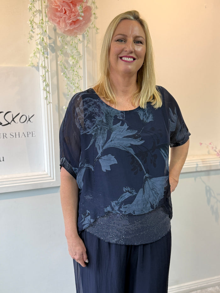 Brooklyn Navy Floral Silk Top
