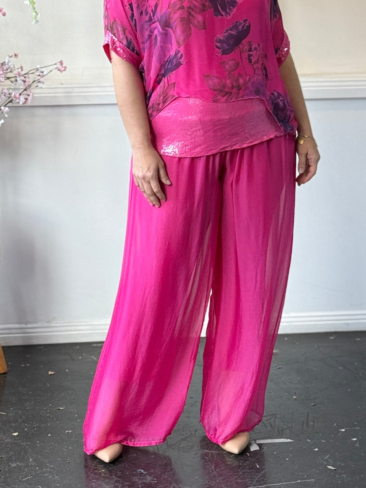 Drayton Fuchsia Silk Pants