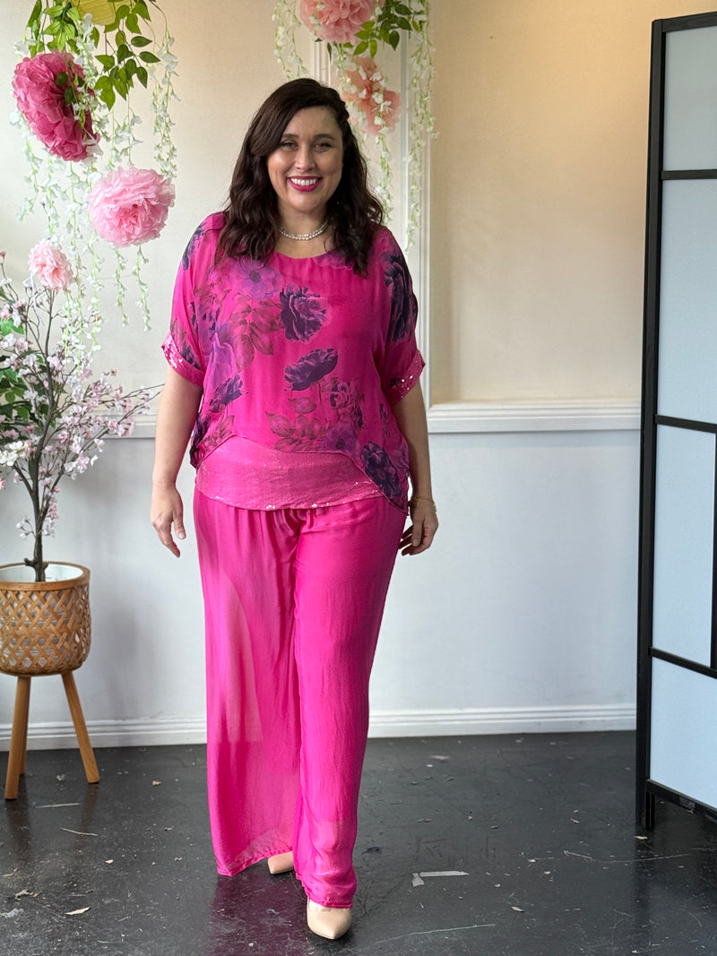 Brooklyn Fuchsia Floral Silk Top