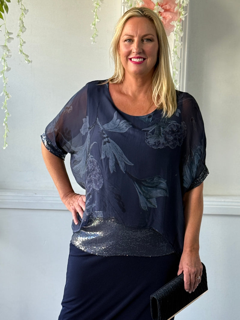 Brooklyn Navy Floral Silk Top