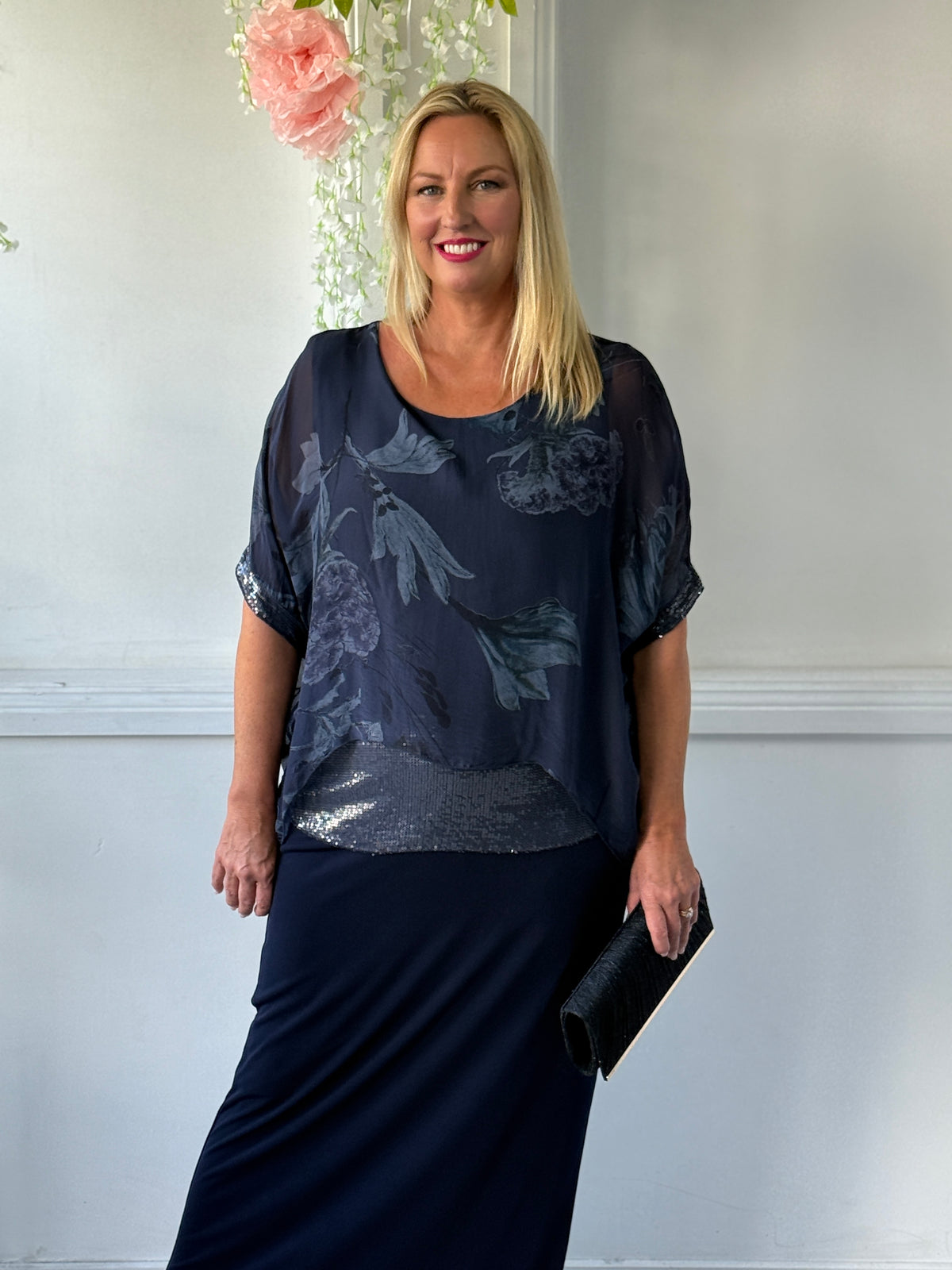 Brooklyn Navy Floral Silk Top