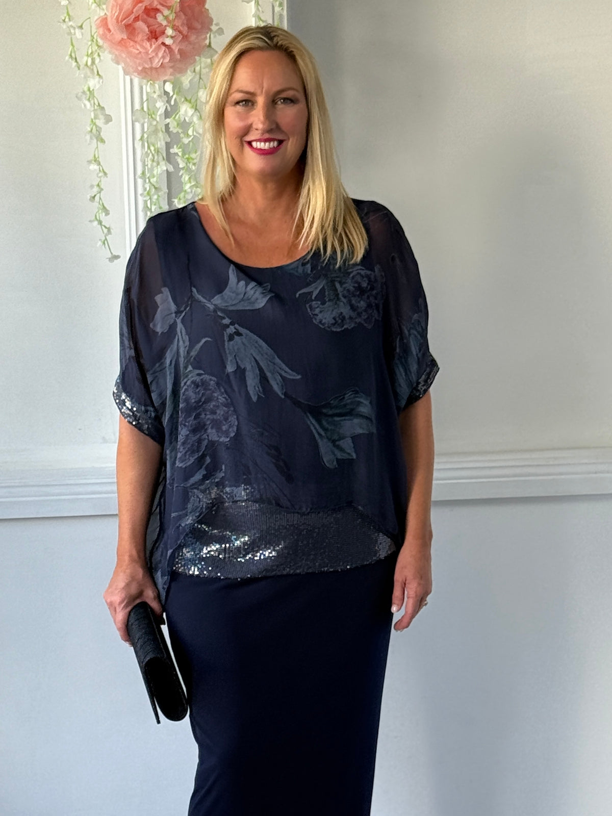 Brooklyn Navy Floral Silk Top