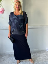 Conny Navy Jersey Skirt