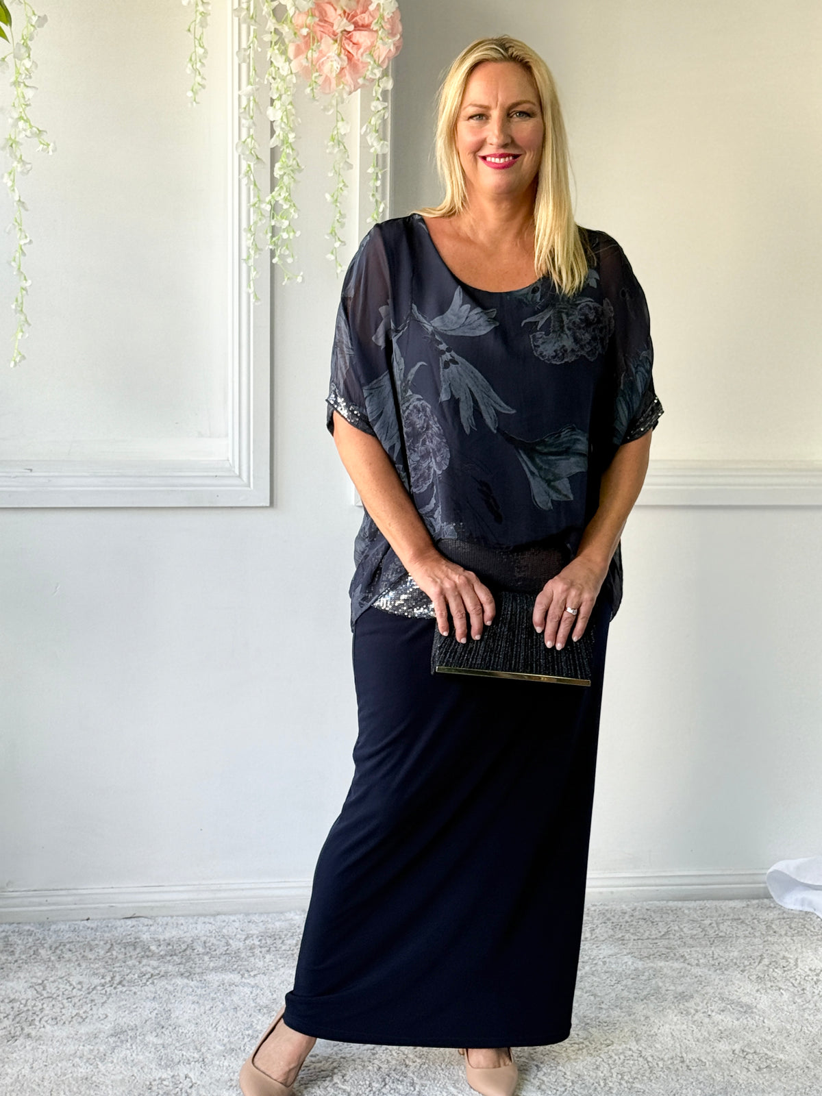 Brooklyn Navy Floral Silk Top