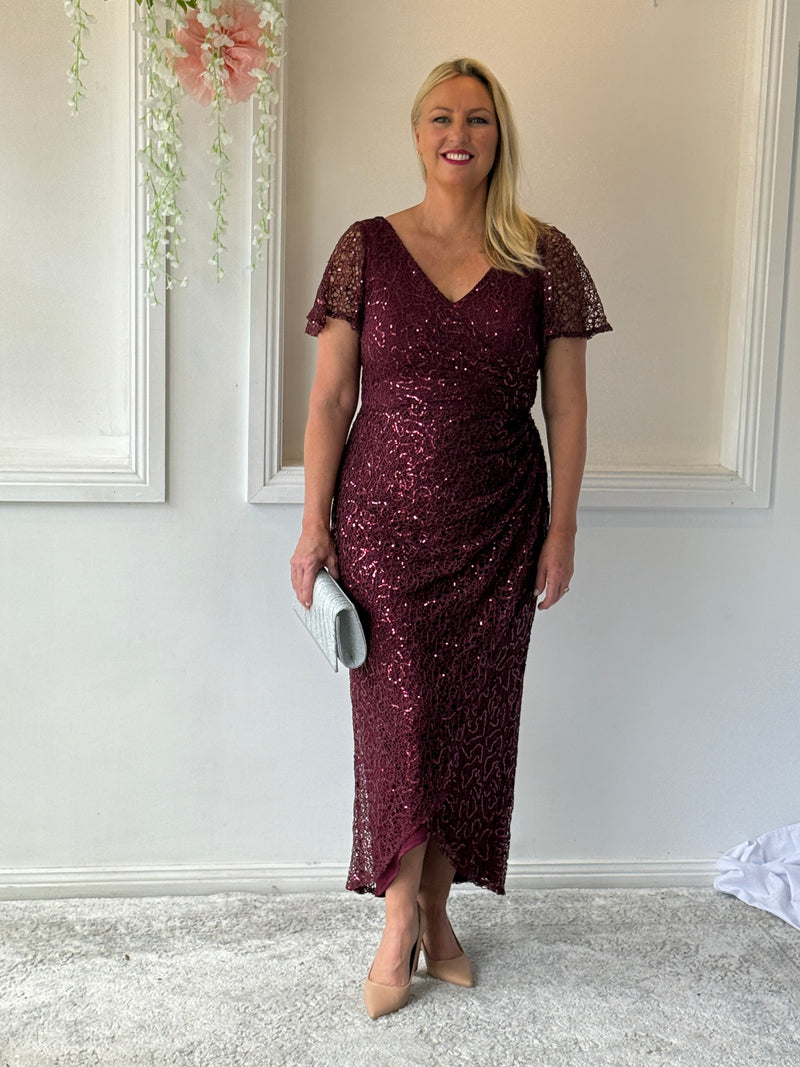 Bryce Burgundy Sequin Gown