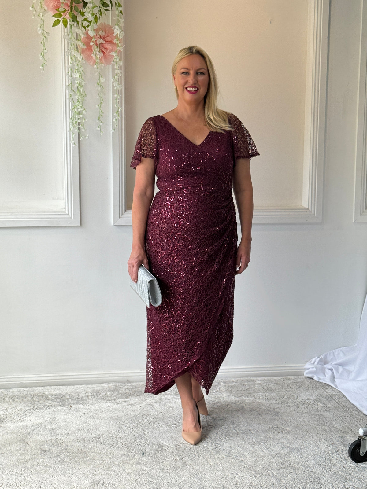 Bryce Burgundy Sequin Gown