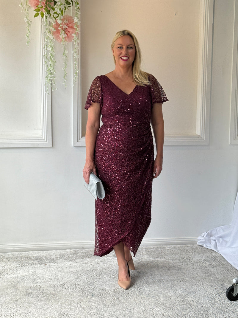 Bryce Burgundy Sequin Gown