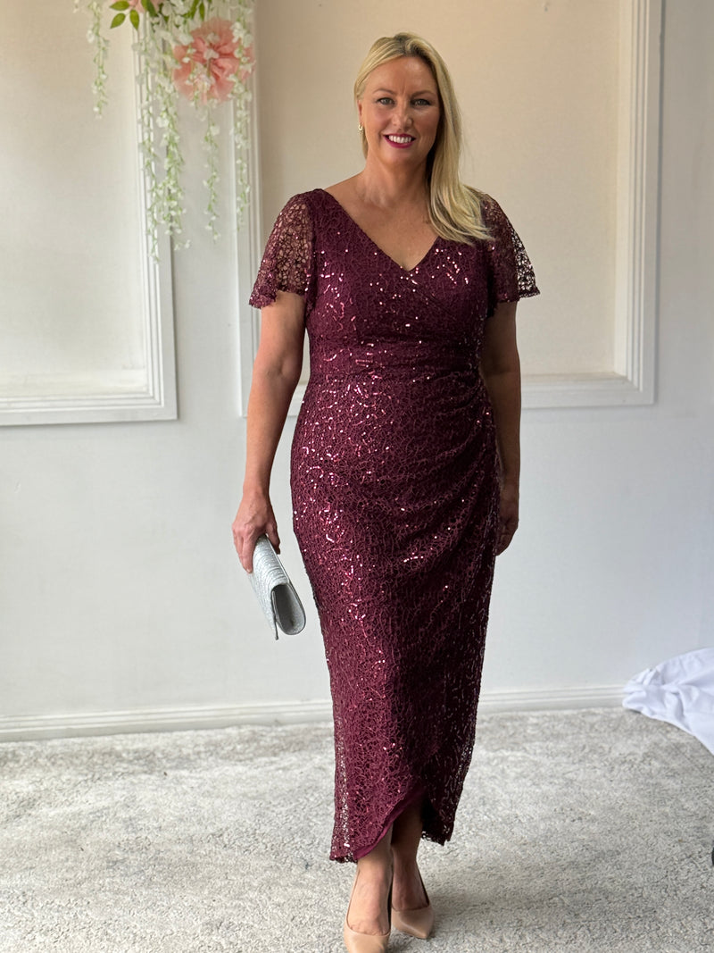 Bryce Burgundy Sequin Gown