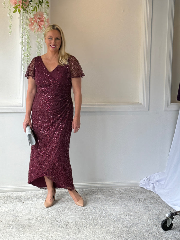 Bryce Burgundy Sequin Gown