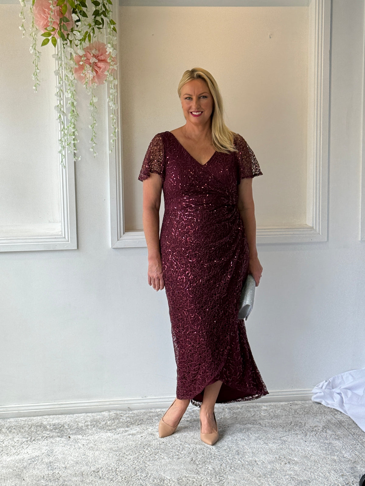 Bryce Burgundy Sequin Gown