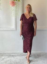 Bryce Burgundy Sequin Gown